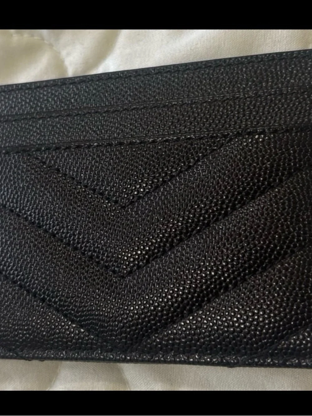 Saint Laurent Black Quilted Card Holder with Gold YSL Emblem